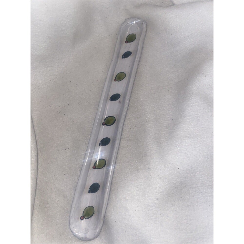 Olive Dish Long Serve 15x 2" unbranded ceramic off white green bowl tray Boat